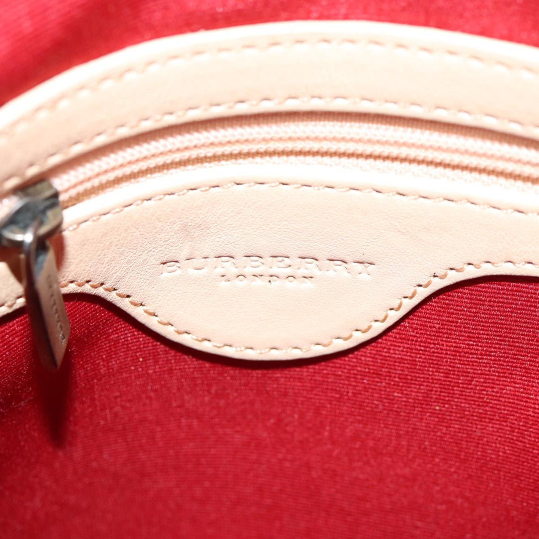 Burberry Shoulder Bag PVC Leather Beige Red Auth 77768