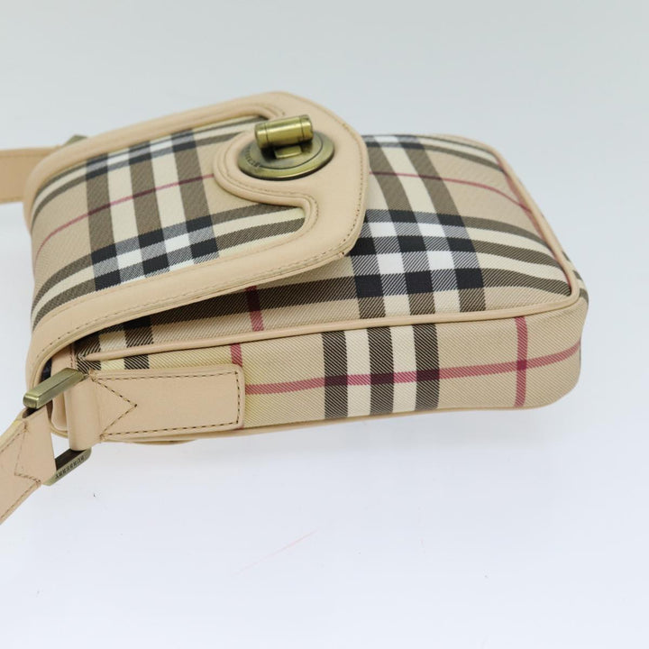 Burberry Shoulder Bag PVC Leather Beige Red Auth 77768
