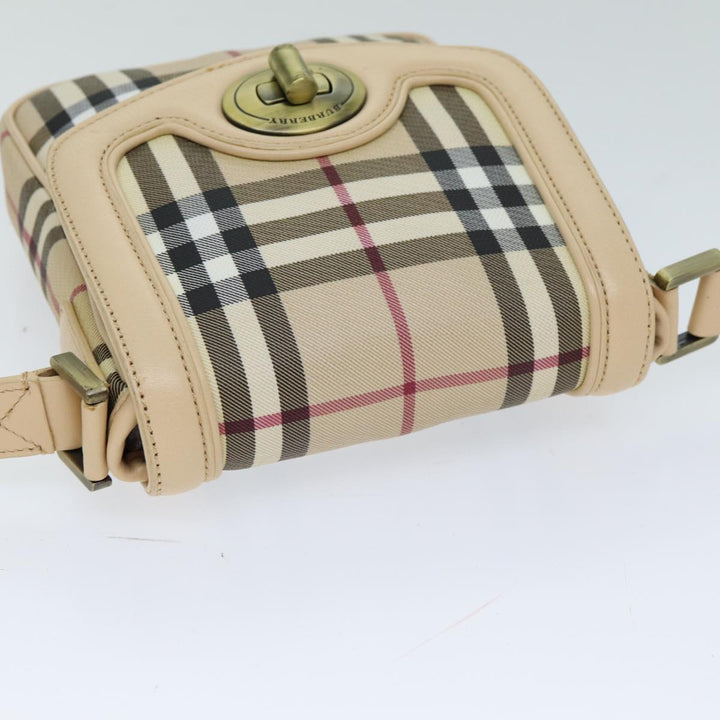 Burberry Shoulder Bag PVC Leather Beige Red Auth 77768