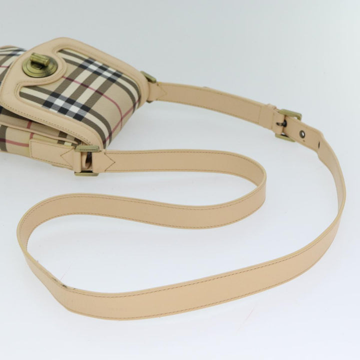 Burberry Shoulder Bag PVC Leather Beige Red Auth 77768