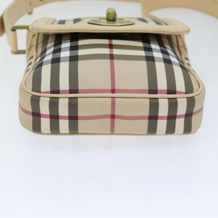 Burberry Shoulder Bag PVC Leather Beige Red Auth 77768