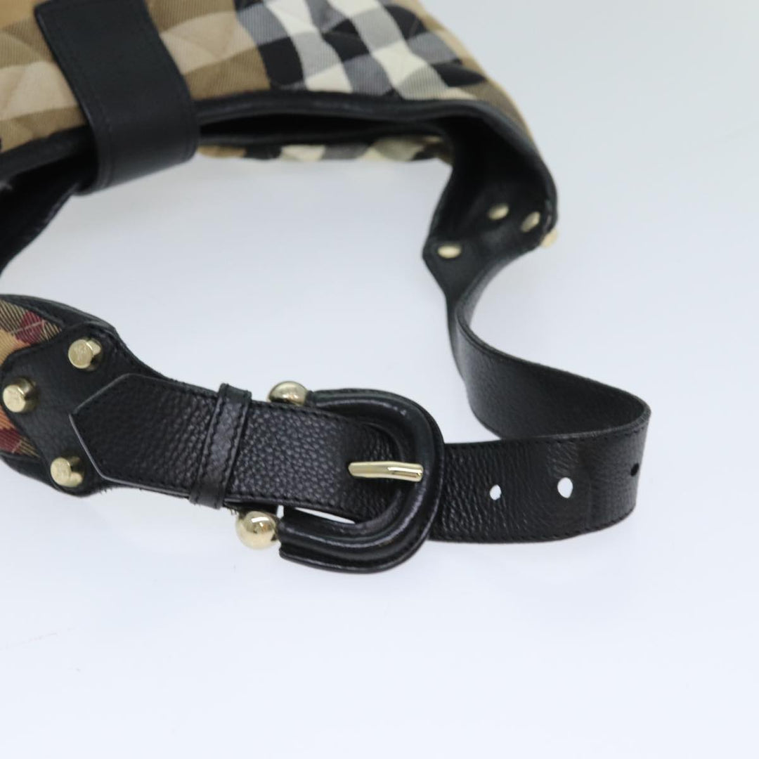 Burberry Nova Check Shoulder Bag Canvas Leather Beige Black Auth 77769