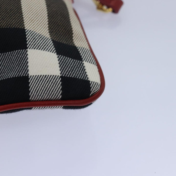 Burberry Nova Check Shoulder Bag Canvas Leather Red Beige Auth 77800