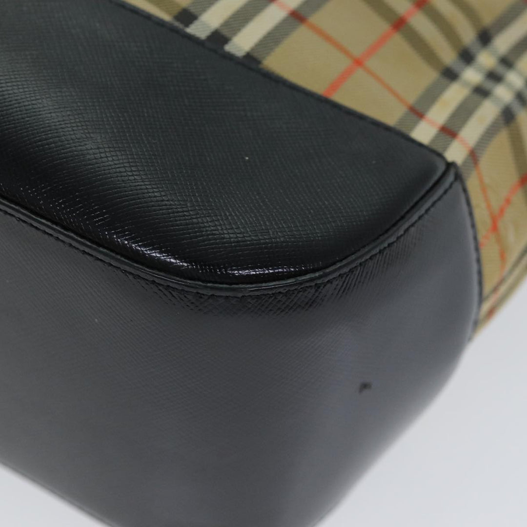 Burberry Nova Check Hand Bag Canvas Black Auth 77803