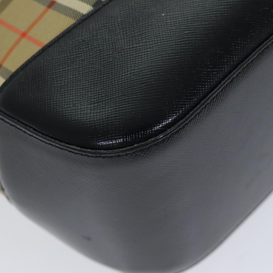 Burberry Nova Check Hand Bag Canvas Black Auth 77803