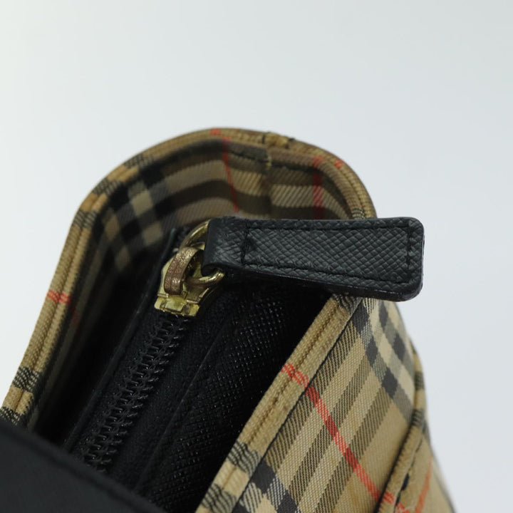 Burberry Nova Check Hand Bag Canvas Black Auth 77803