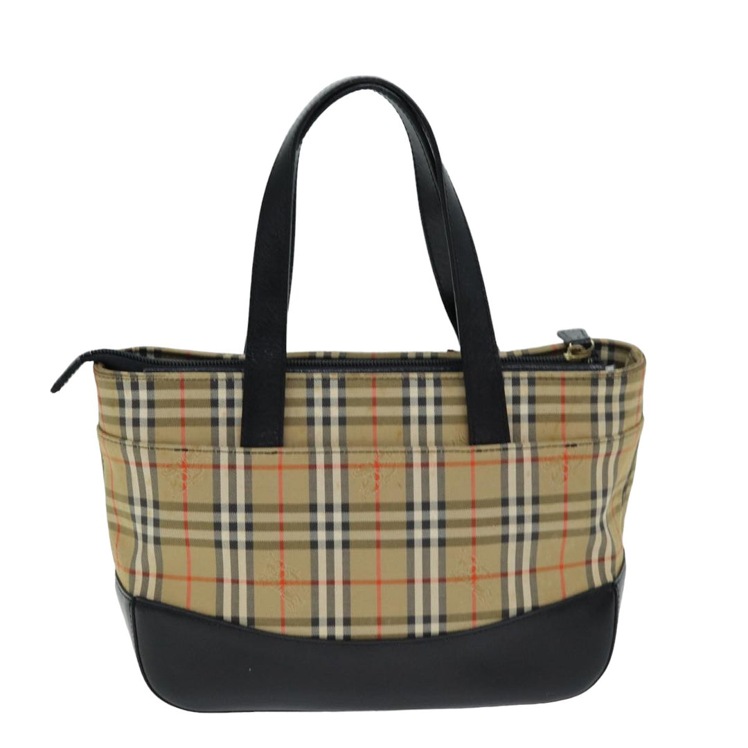 Burberry Nova Check Hand Bag Canvas Black Auth 77803