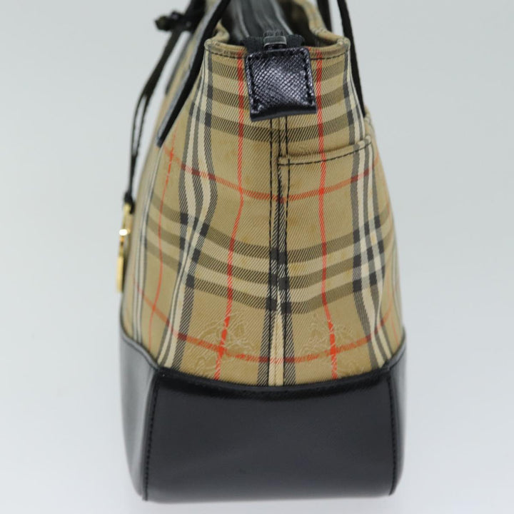 Burberry Nova Check Hand Bag Canvas Black Auth 77803