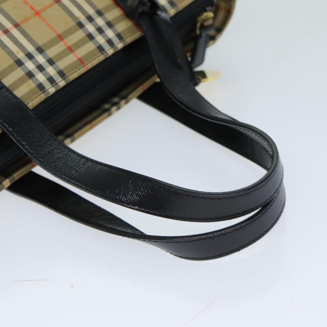 Burberry Nova Check Hand Bag Canvas Black Auth 77803