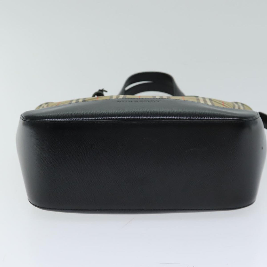 Burberry Nova Check Hand Bag Canvas Black Auth 77803