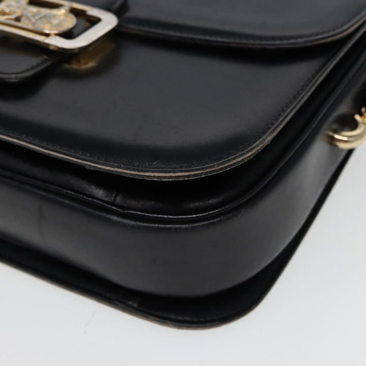 Celine Shoulder Bag Leather Black  77808