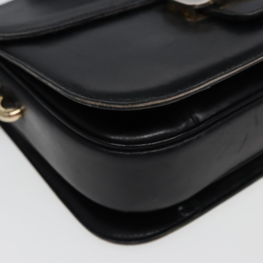 Celine Shoulder Bag Leather Black  77808