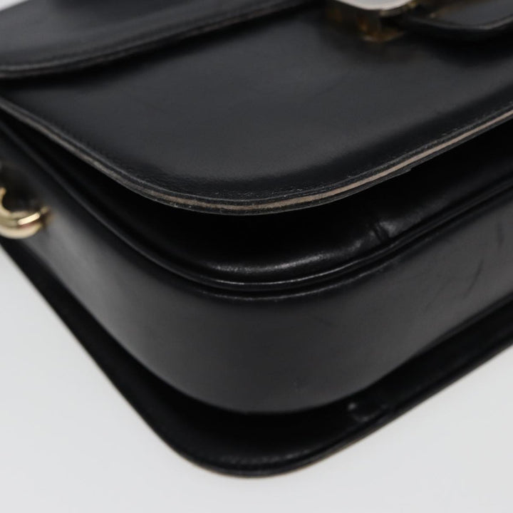 Celine Shoulder Bag Leather Black  77808
