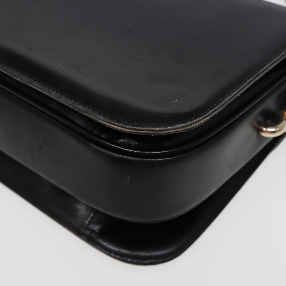 Celine Shoulder Bag Leather Black  77808