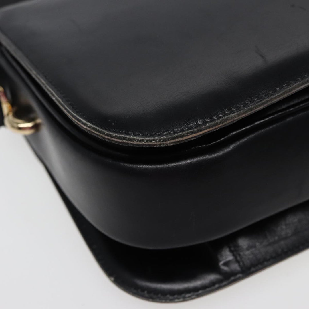 Celine Shoulder Bag Leather Black  77808