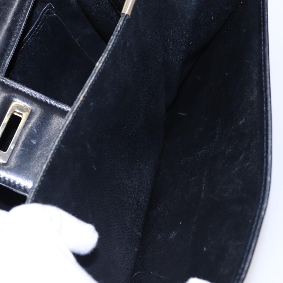 Celine Shoulder Bag Leather Black  77808