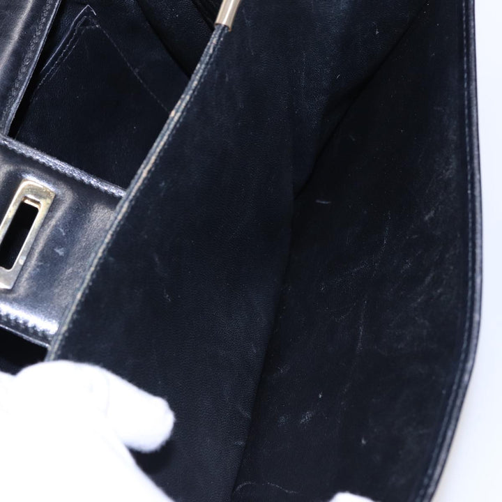Celine Shoulder Bag Leather Black  77808