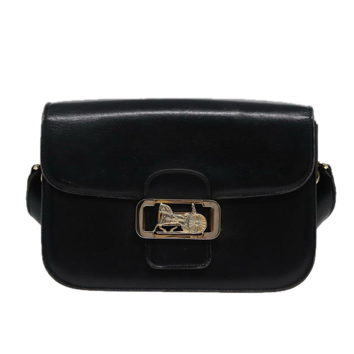 Celine Shoulder Bag Leather Black  77808