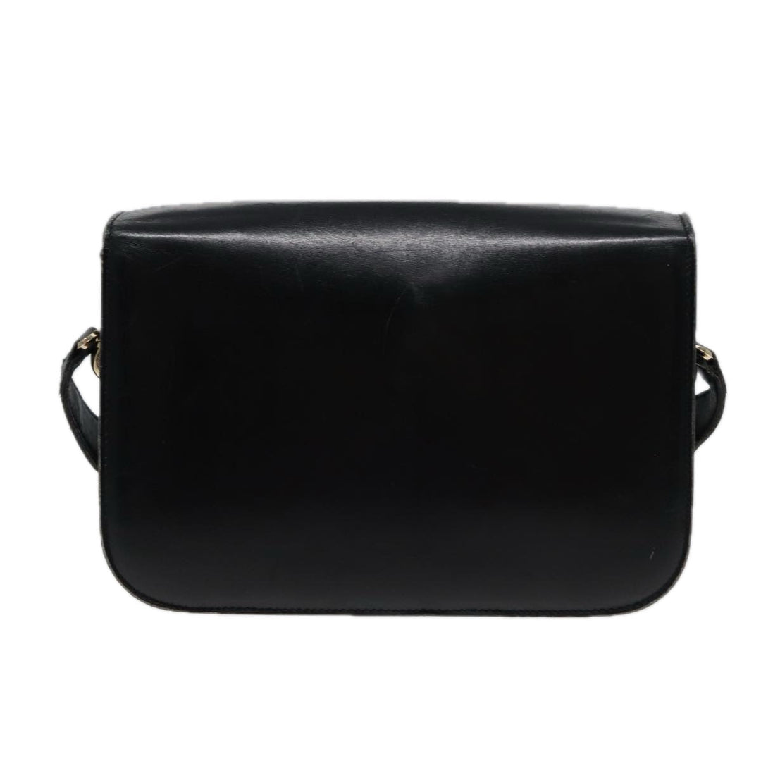 Celine Shoulder Bag Leather Black  77808