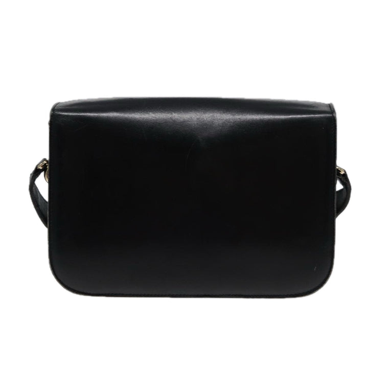 Celine Shoulder Bag Leather Black  77808