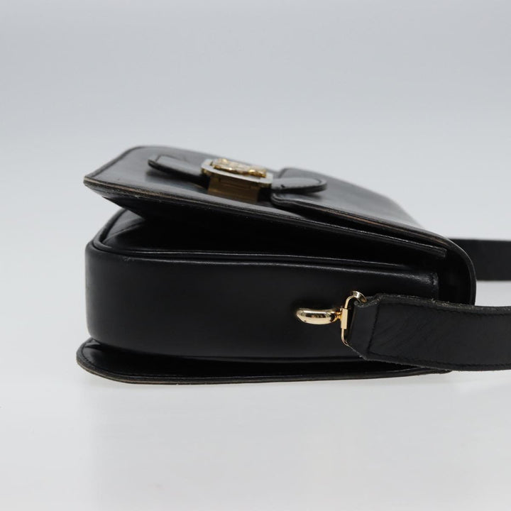 Celine Shoulder Bag Leather Black  77808