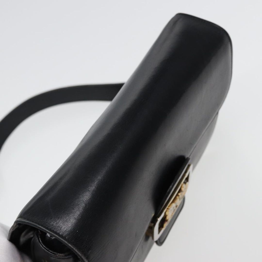 Celine Shoulder Bag Leather Black  77808