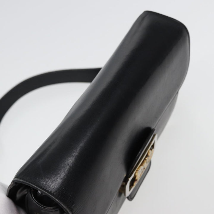 Celine Shoulder Bag Leather Black  77808