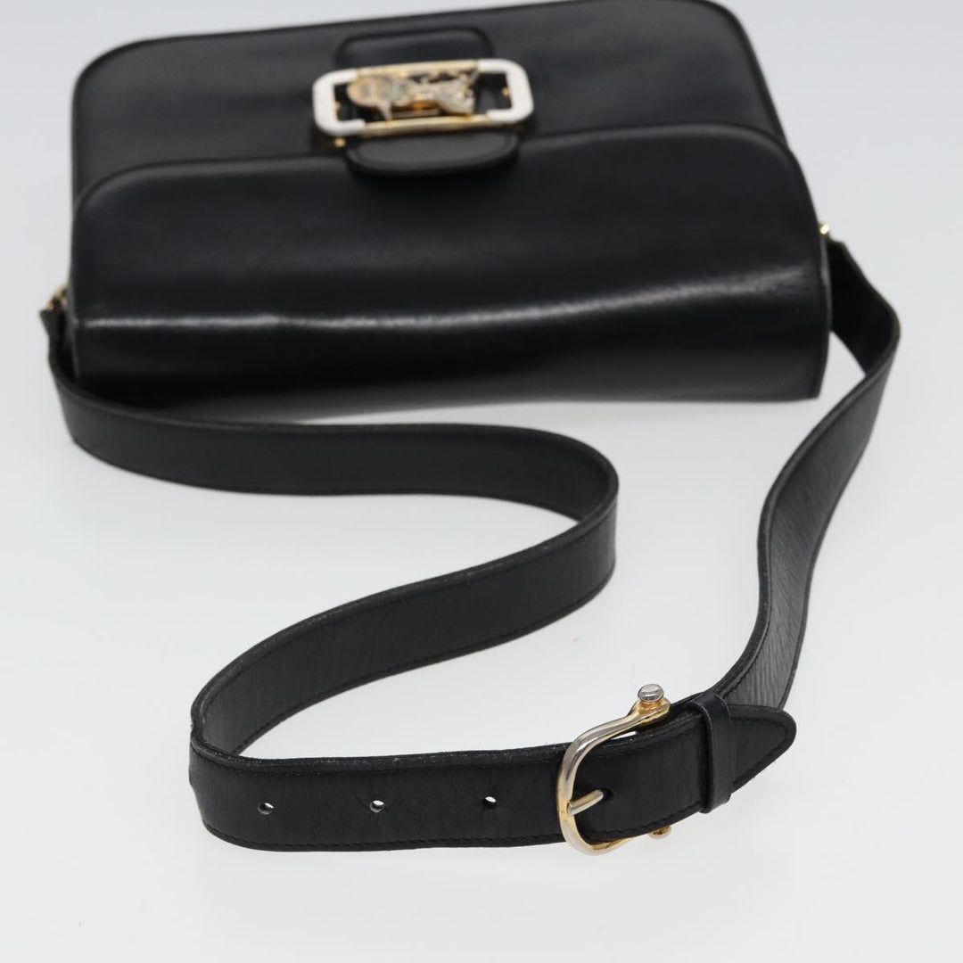 Celine Shoulder Bag Leather Black  77808