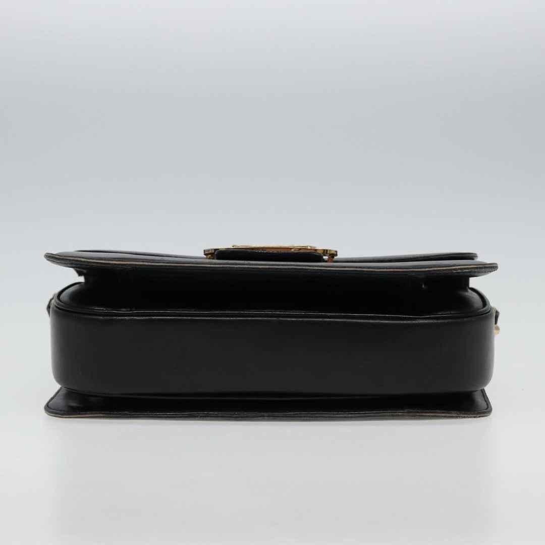 Celine Shoulder Bag Leather Black  77808