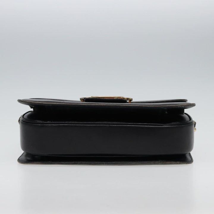 Celine Shoulder Bag Leather Black  77808