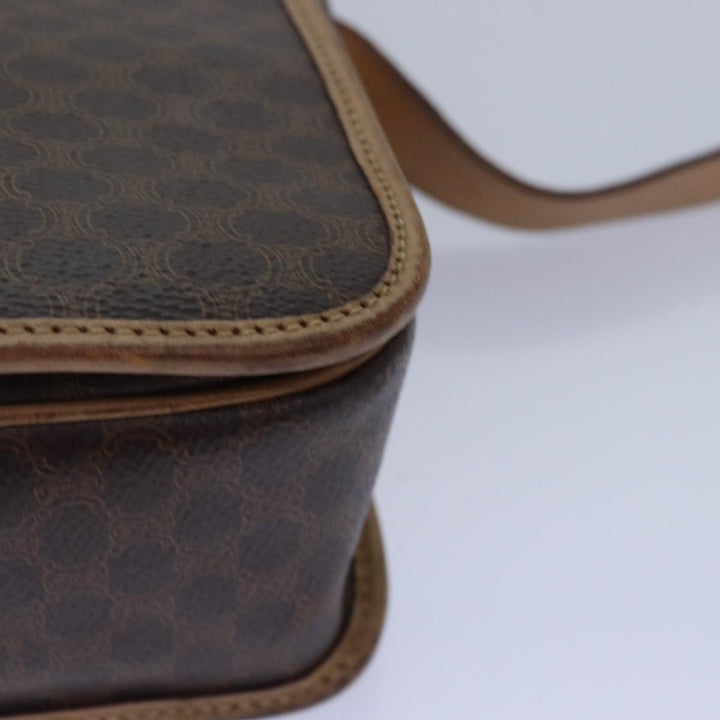 Celine Macadam Canvas Shoulder Bag PVC Leather Brown Auth 77811