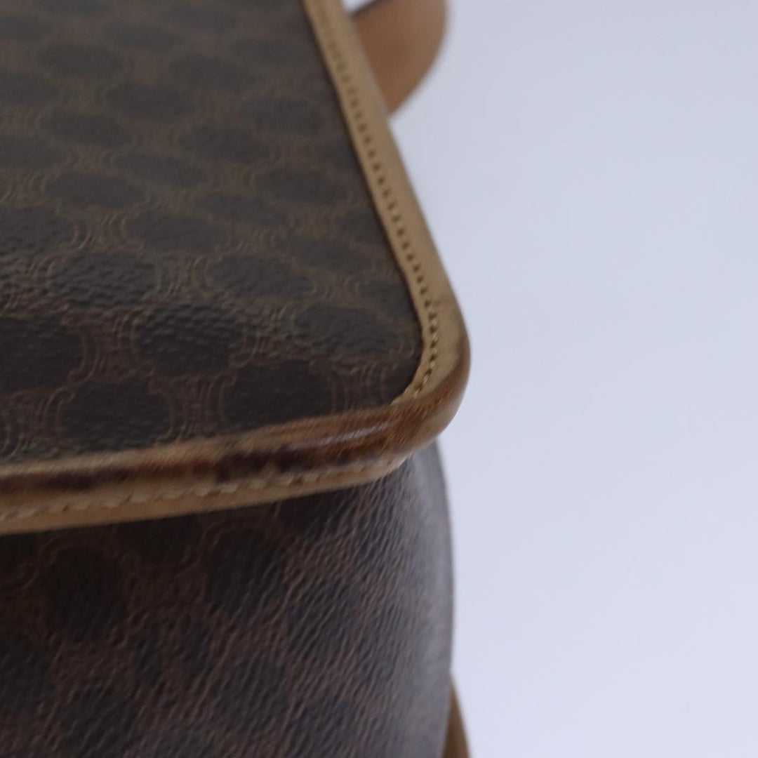 Celine Macadam Canvas Shoulder Bag PVC Leather Brown Auth 77811