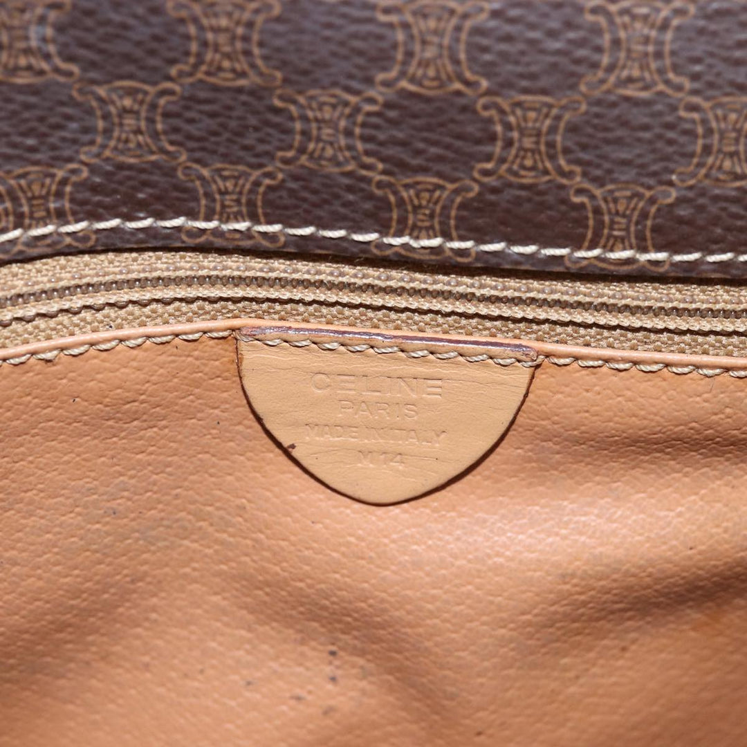 Celine Macadam Canvas Shoulder Bag PVC Leather Brown Auth 77811