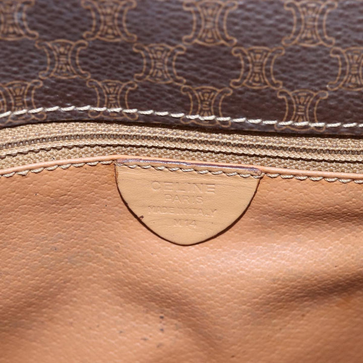 Celine Macadam Canvas Shoulder Bag PVC Leather Brown Auth 77811