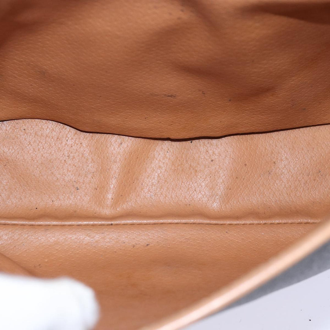Celine Macadam Canvas Shoulder Bag PVC Leather Brown Auth 77811
