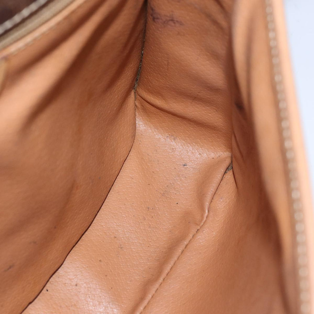 Celine Macadam Canvas Shoulder Bag PVC Leather Brown Auth 77811