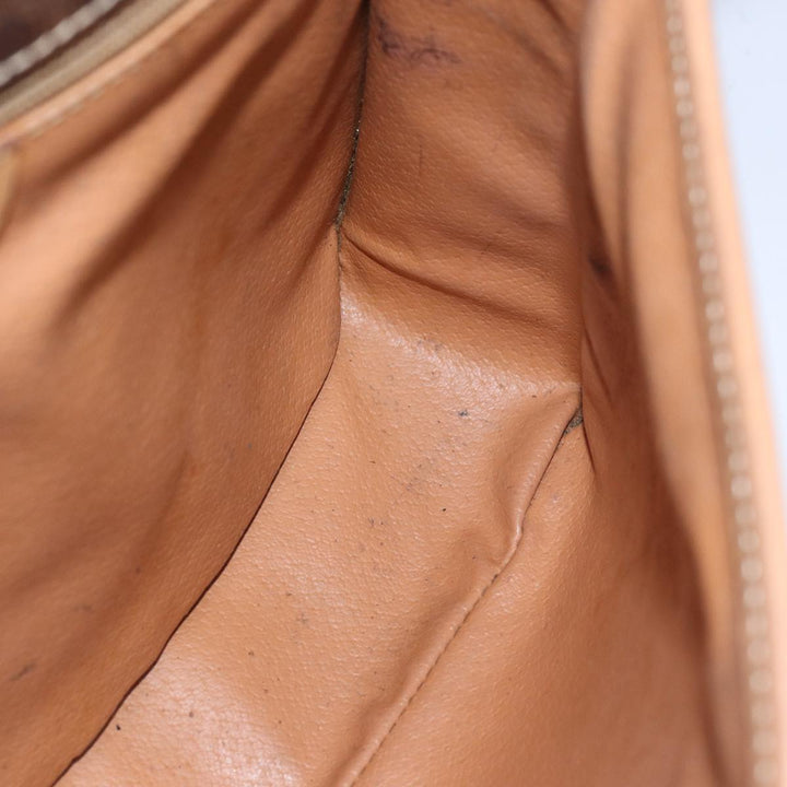 Celine Macadam Canvas Shoulder Bag PVC Leather Brown Auth 77811