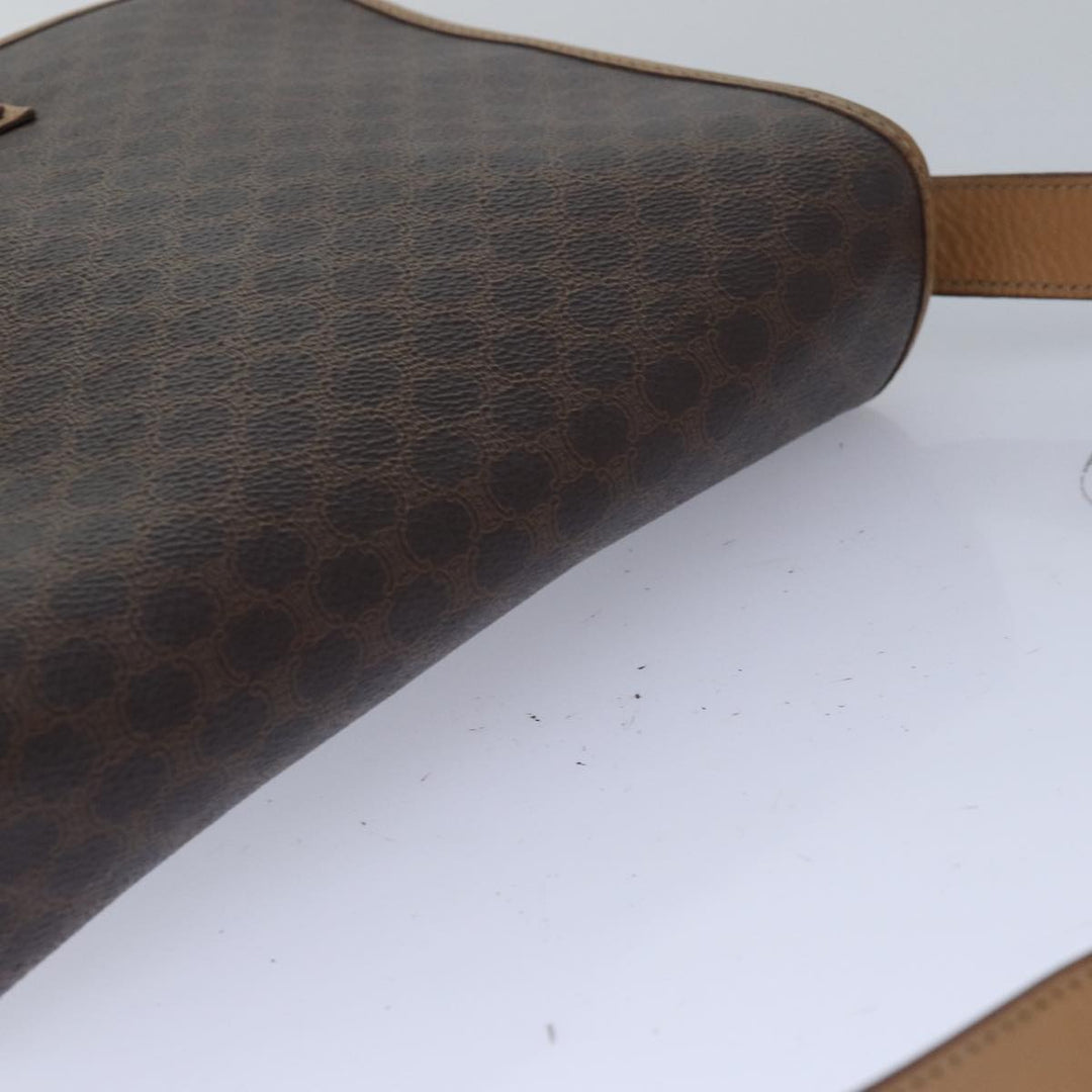 Celine Macadam Canvas Shoulder Bag PVC Leather Brown Auth 77811