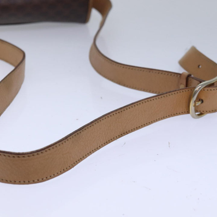Celine Macadam Canvas Shoulder Bag PVC Leather Brown Auth 77811