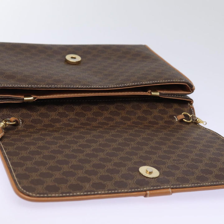 Top Quality Celine Shoulder Bag PVC Leather Brown Auth 77814
