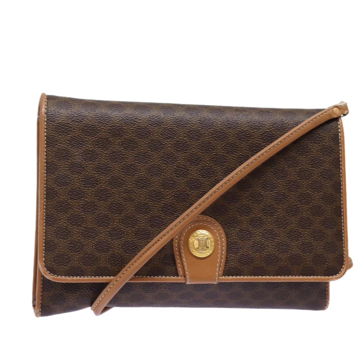 Celine Shoulder Bag PVC Leather Brown Auth 77814