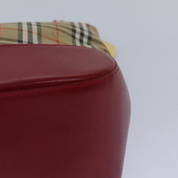 Burberry Nova Check Shoulder Bag Canvas Enamel Red Auth 77831