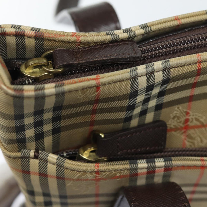 Burberry Nova Check Shoulder Bag Canvas Beige Auth 77833