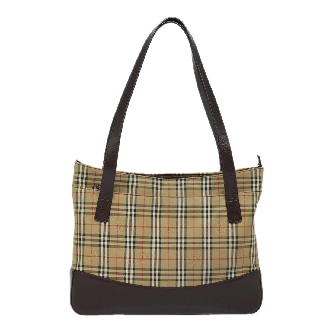 Burberry Nova Check Shoulder Bag Canvas Beige Auth 77833