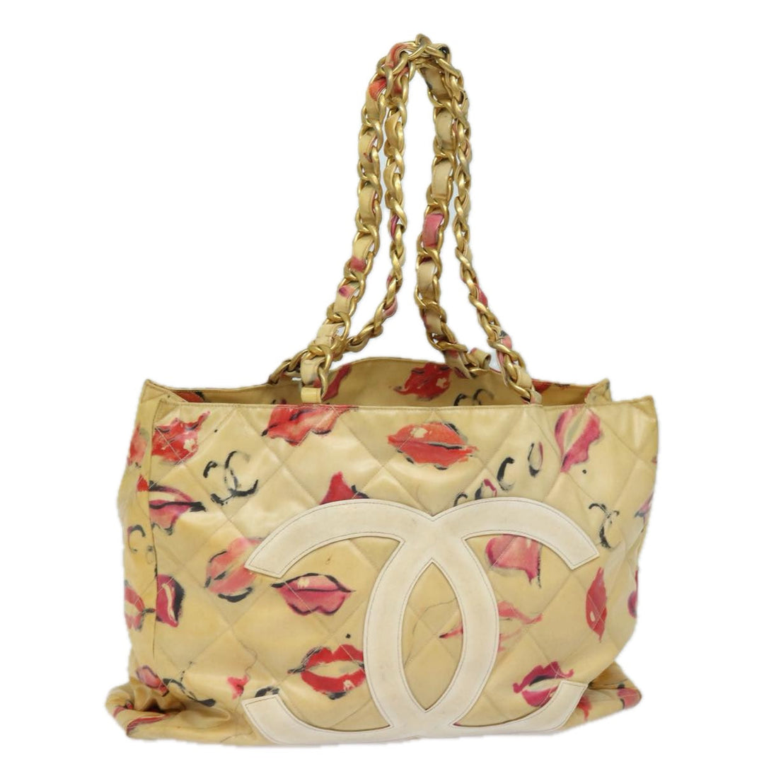 Chanel Chain Tote Bag Vinyl White CC Auth 77840