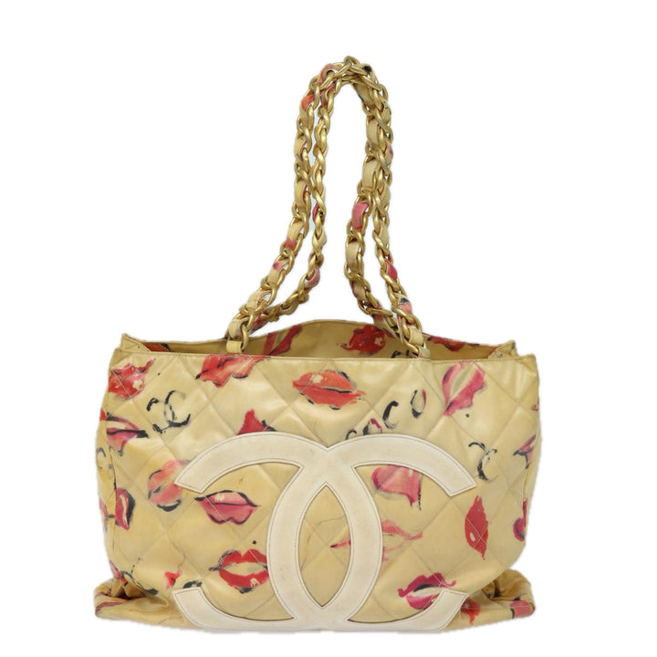 Chanel Chain Tote Bag Vinyl White CC Auth 77840