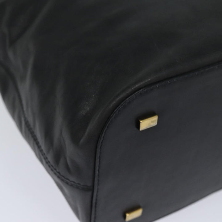 Celine Hand Bag Leather Black Auth 77841