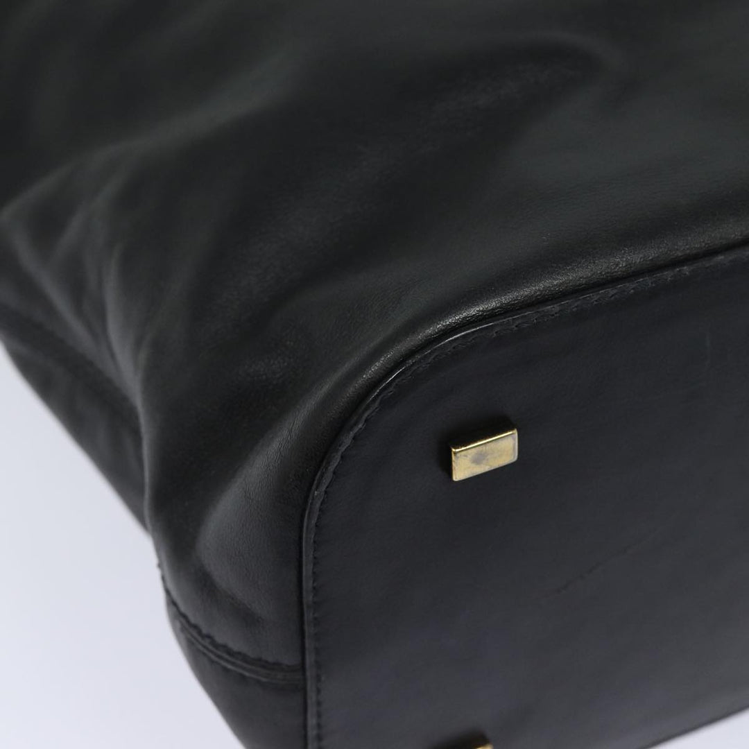 Celine Hand Bag Leather Black Auth 77841