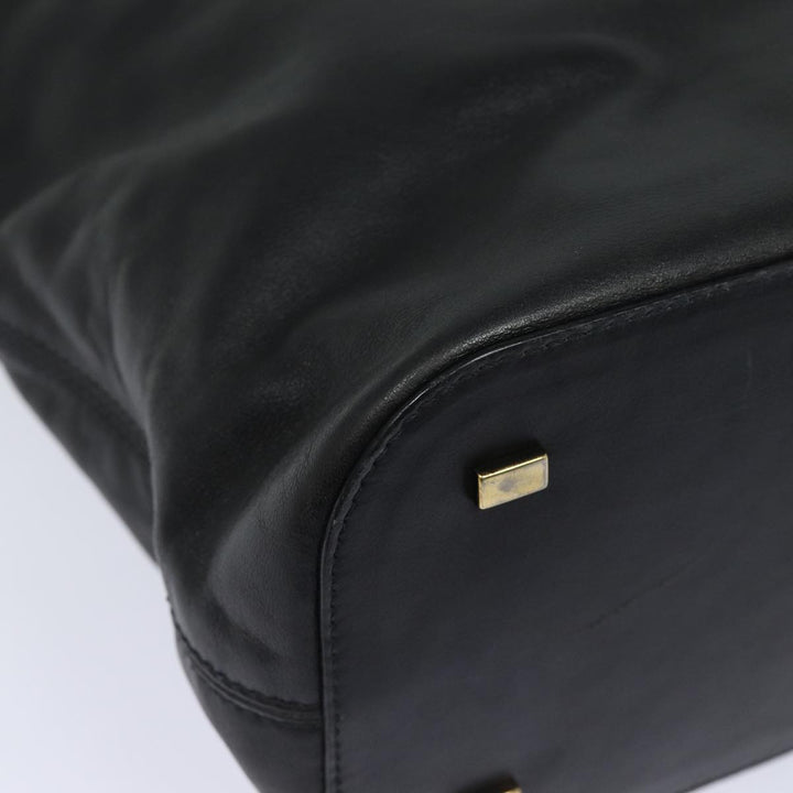 Celine Hand Bag Leather Black Auth 77841