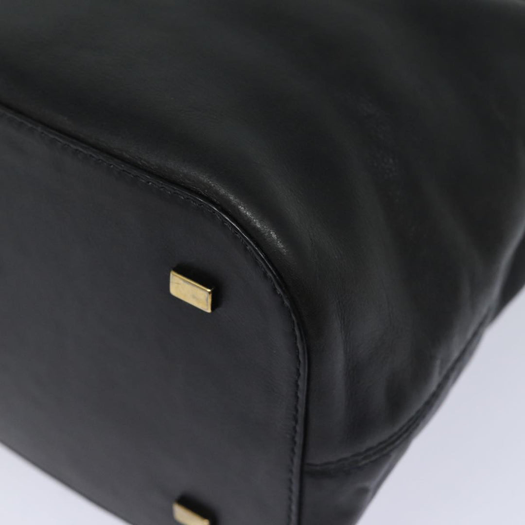Celine Hand Bag Leather Black Auth 77841